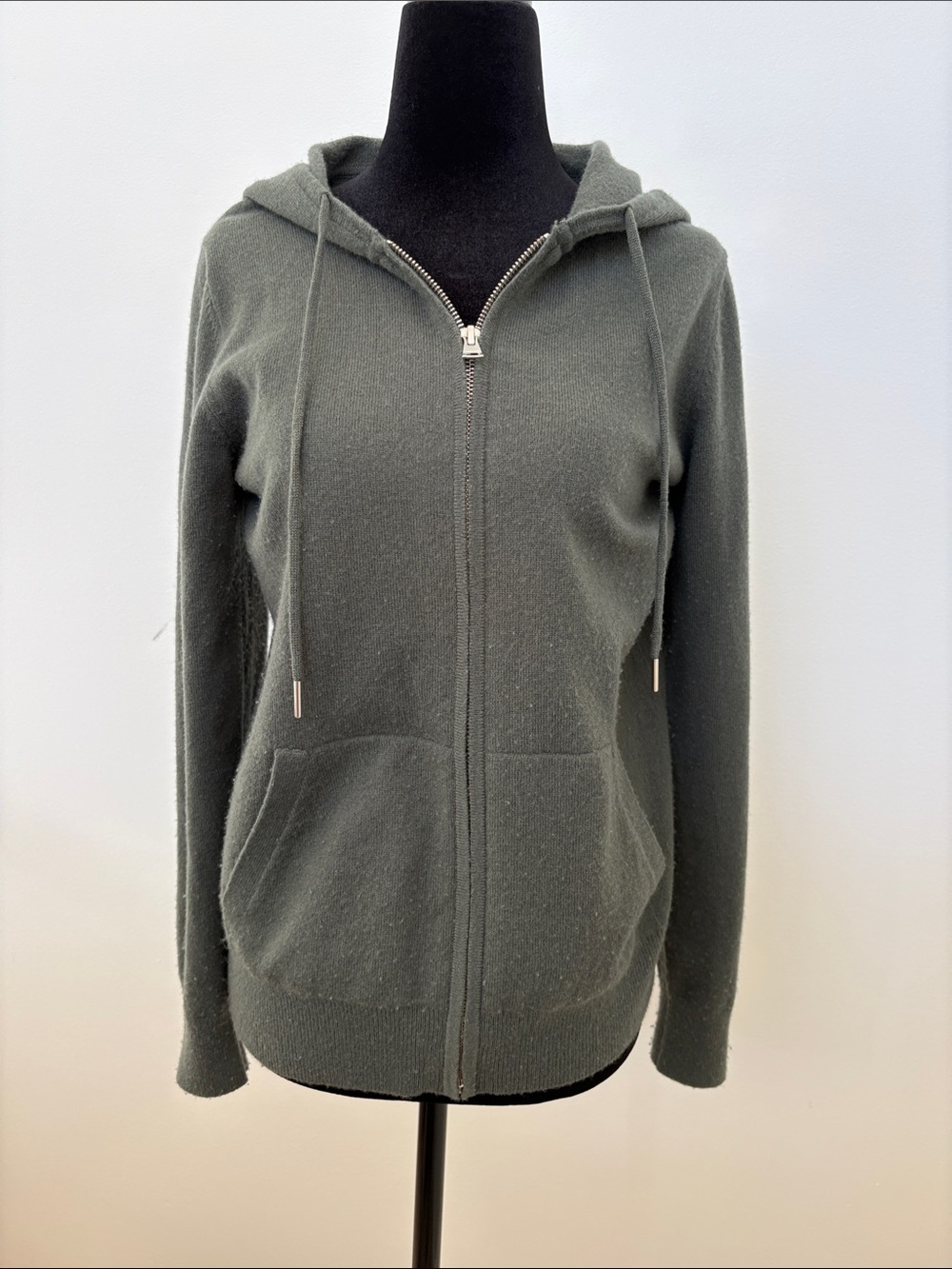 Quince Olive Green Zip-Up Cashmere Hoodie